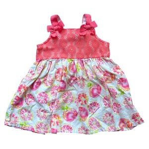 Sweet Heart Toddler Girls Pink Lace Fruit Print Bow Dress 24M